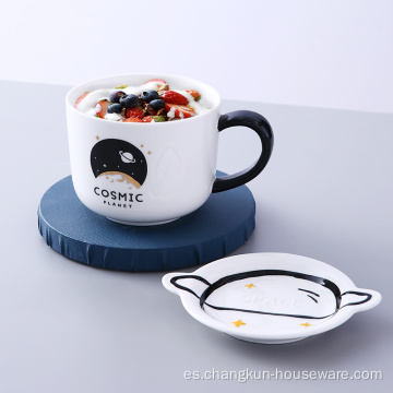 Taza de café de cerámica para desayuno con tema de estrellas espaciales